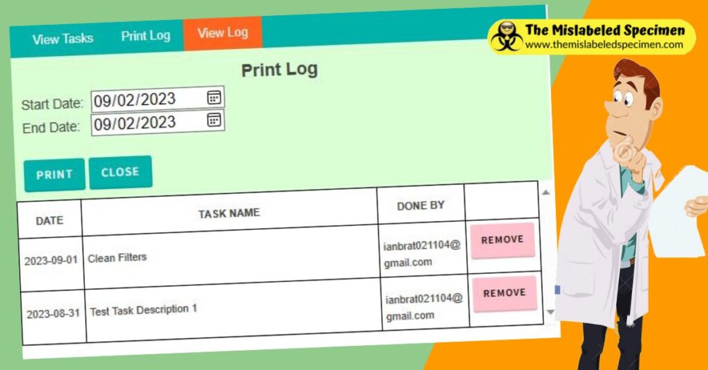 The Mislabeled Specimen Laboratory Task Manager App Organizer Maintenance Schedule