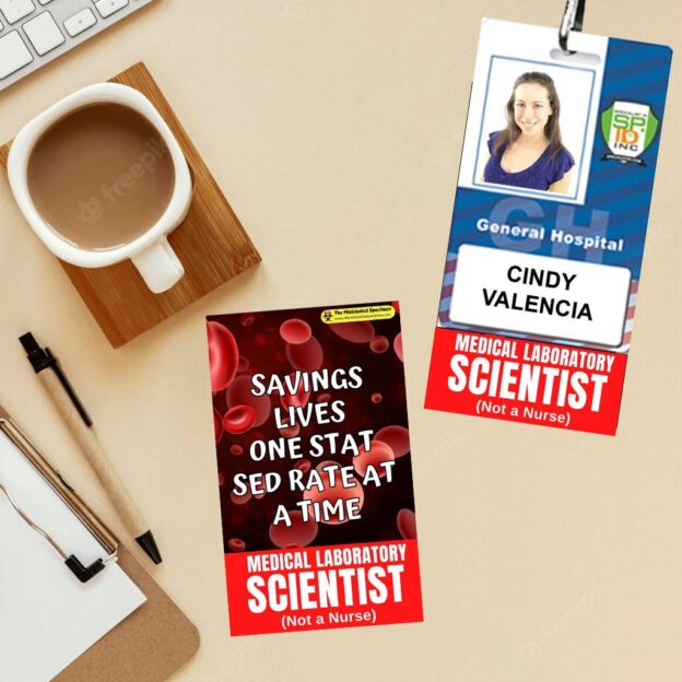 Saving Lives One Stat Sedrate At A Time Double Sided Badge Buddies Themed Badge Id Card for Laboratory Professionals