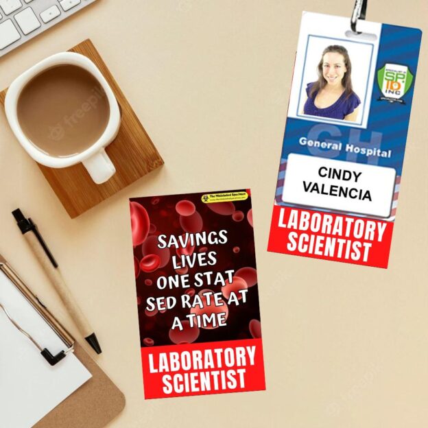 Saving Lives One Stat Sedrate At A Time Double Sided Badge Buddies Themed Badge Id Card for Laboratory Professionals