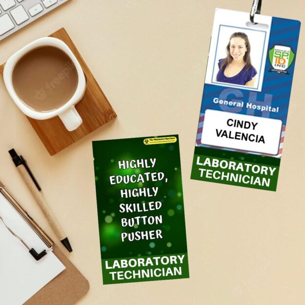 Highly Skilled Highly Trained Button Pusher Double Sided Badge Buddies Themed Badge Id Card for Laboratory Professionals