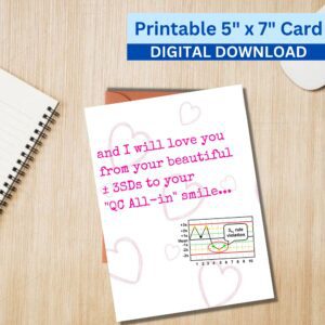Funny 5x7 Printable Valentine's Day Greeting Card Laboratory QC SD Westgard Printable Digital Download with Envelope Template