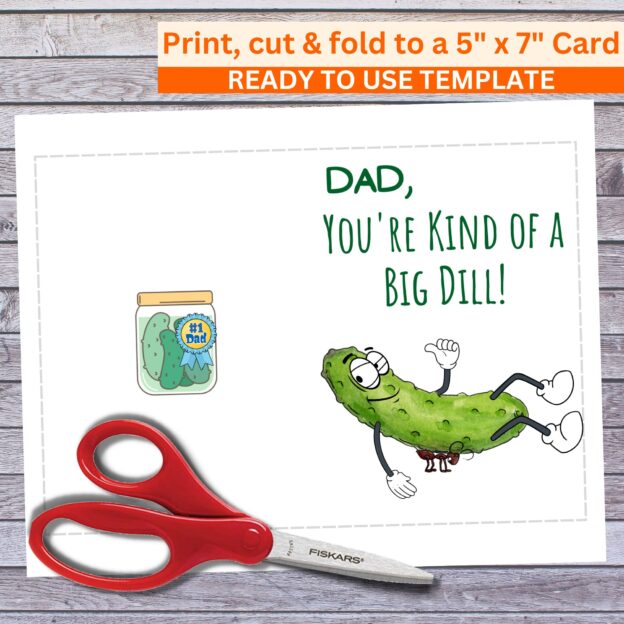 Funny 5x7 Printable Father's Day Greeting Card Puns Dad Instant Printable Digital Download with Envelope Template