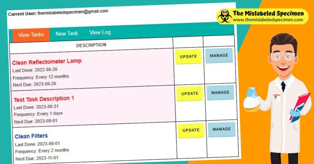 The Mislabeled Specimen Laboratory Task Manager App Organizer Maintenance Schedule