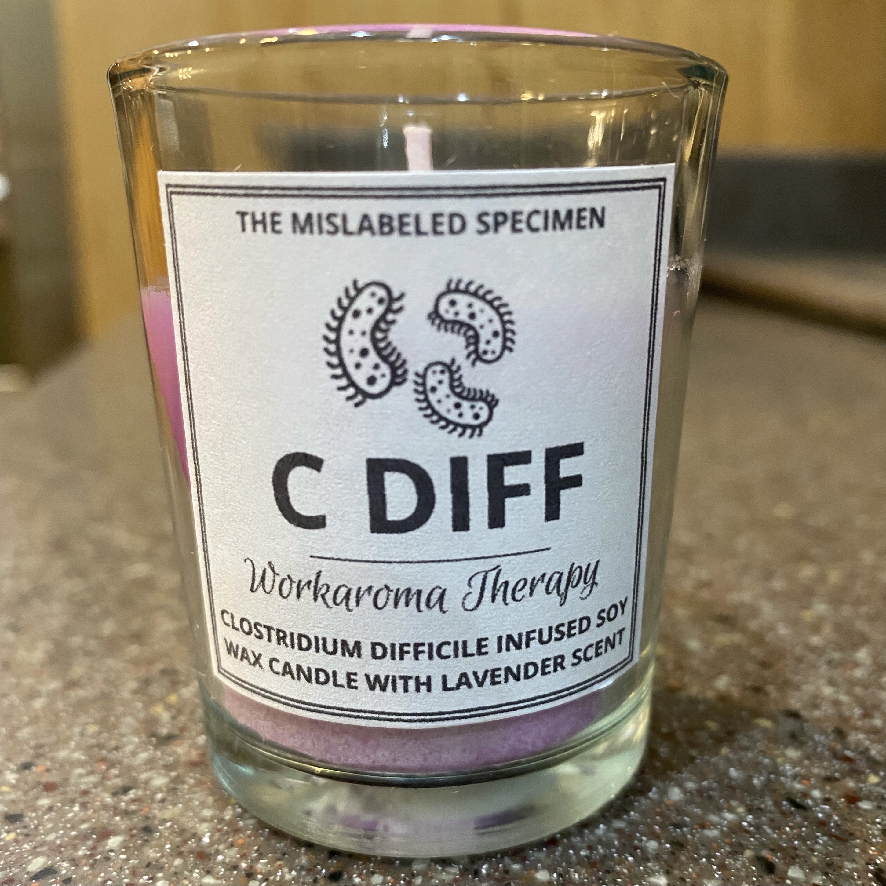 C Diff Workaroma Therapy Funny Gag Candles Soy Wax Candle with Lavender Scent