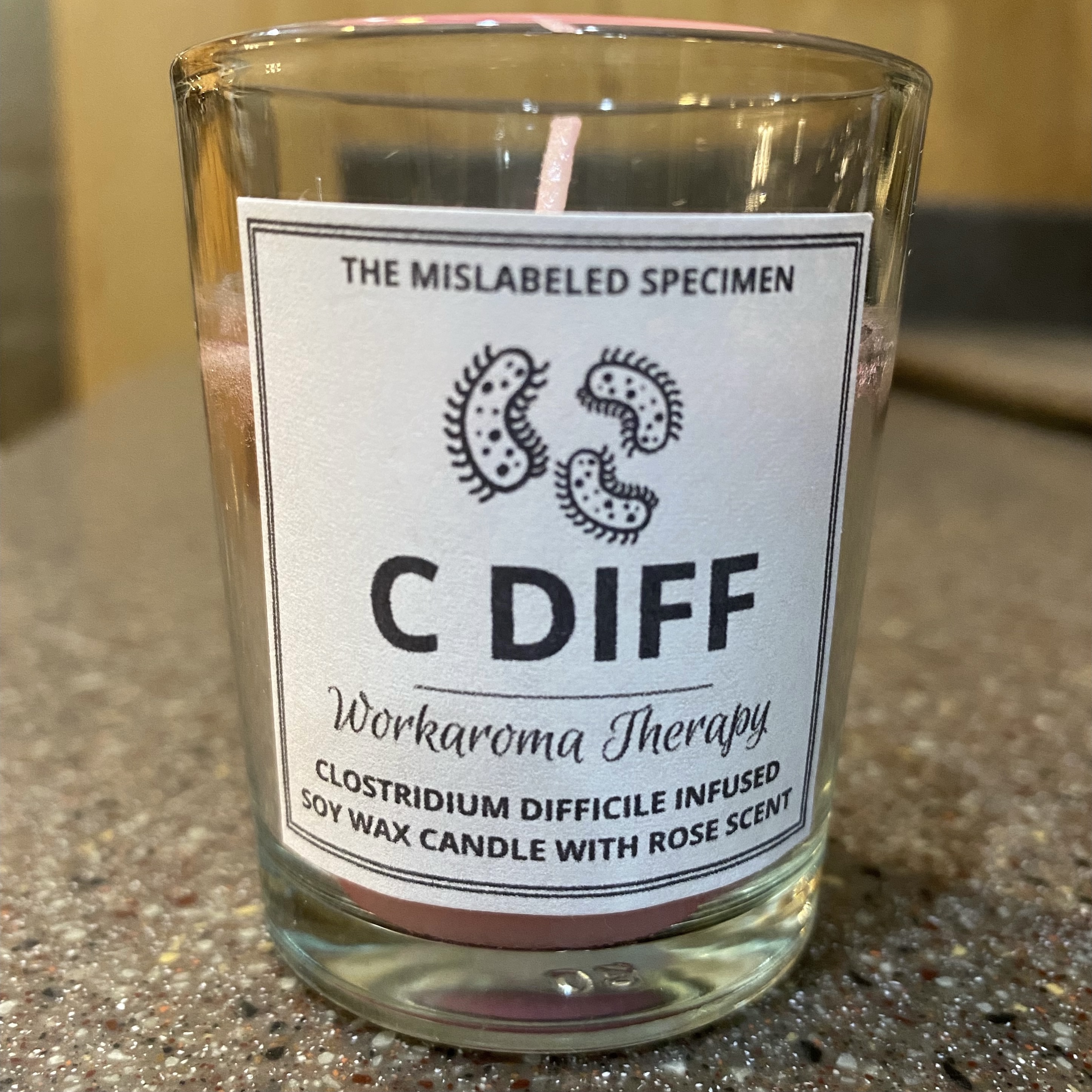 C Diff Workaroma Therapy Funny Gag Candles Soy Wax Candle with Rose Scent