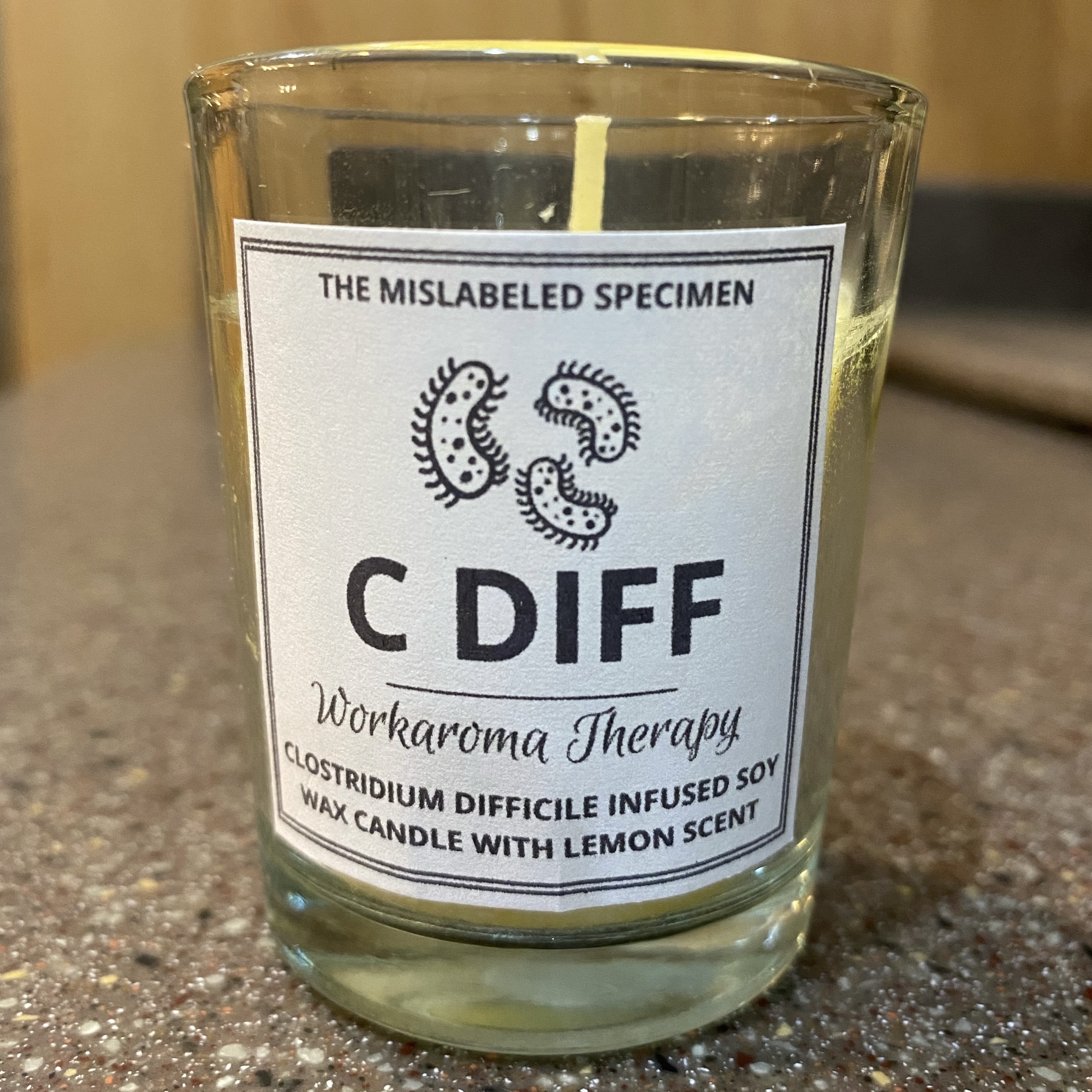 C Diff Workaroma Therapy Funny Gag Candles Soy Wax Candle with Lemon Scent